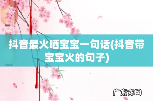 抖音带宝宝火的句子 抖音最火晒宝宝一句话
