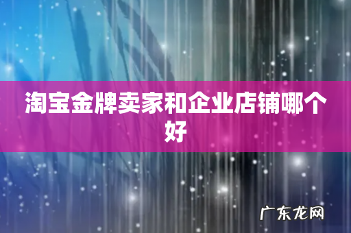 淘宝金牌卖家和企业店铺哪个好