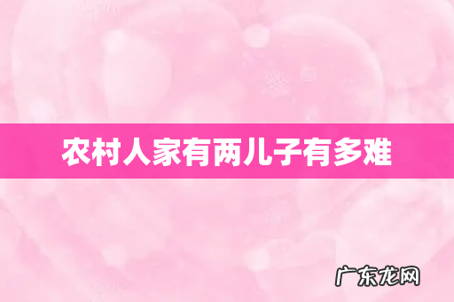 农村人家有两儿子有多难