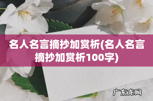名人名言摘抄加赏析100字 名人名言摘抄加赏析
