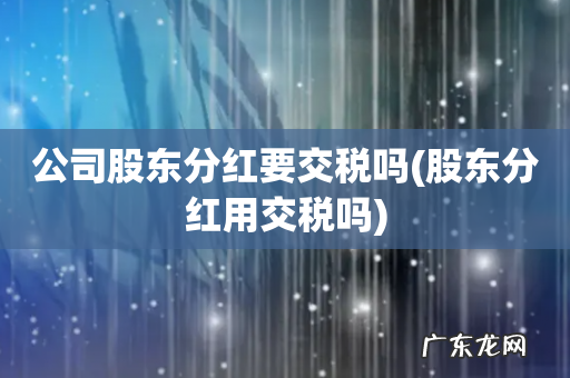 股东分红用交税吗 公司股东分红要交税吗
