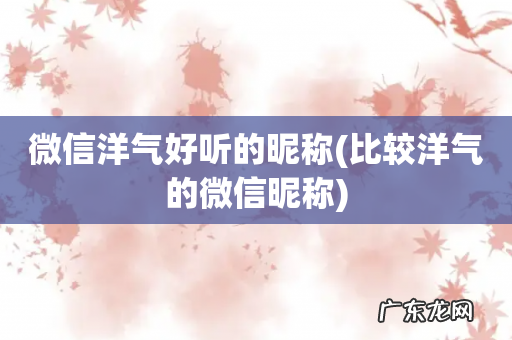 比较洋气的微信昵称 微信洋气好听的昵称