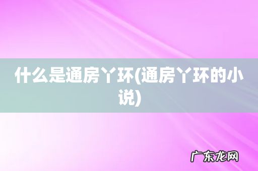 通房丫环的小说 什么是通房丫环