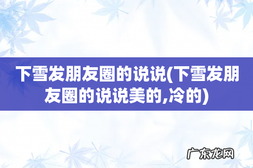下雪发朋友圈的说说美的,冷的 下雪发朋友圈的说说