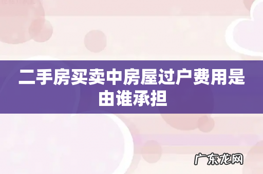 二手房买卖中房屋过户费用是由谁承担