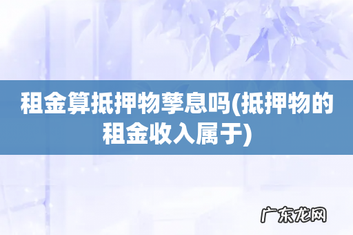 抵押物的租金收入属于 租金算抵押物孳息吗