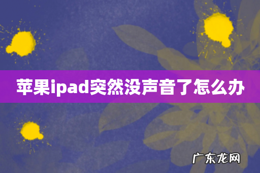 苹果ipad突然没声音了怎么办