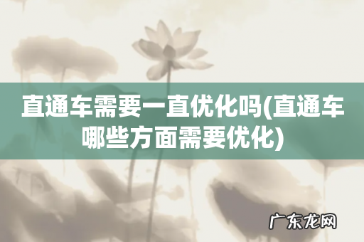 直通车哪些方面需要优化 直通车需要一直优化吗