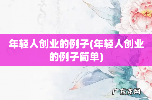 年轻人创业的例子简单 年轻人创业的例子