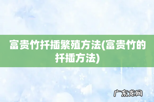 富贵竹的扦插方法 富贵竹扦插繁殖方法