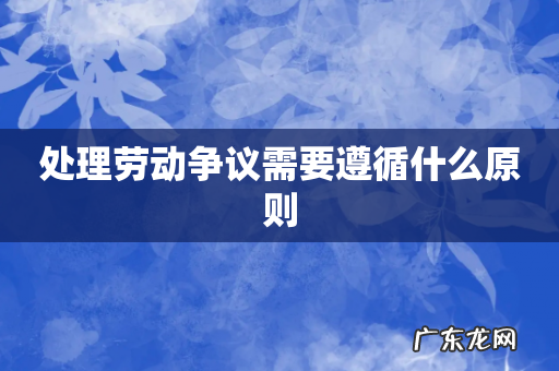 处理劳动争议需要遵循什么原则