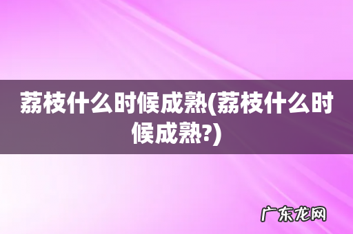 荔枝什么时候成熟? 荔枝什么时候成熟