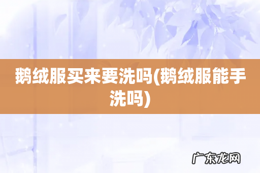 鹅绒服能手洗吗 鹅绒服买来要洗吗