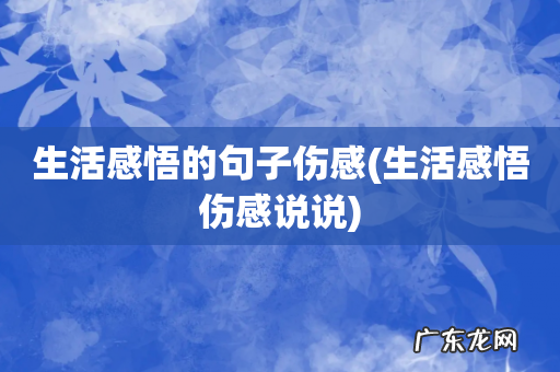 生活感悟伤感说说 生活感悟的句子伤感