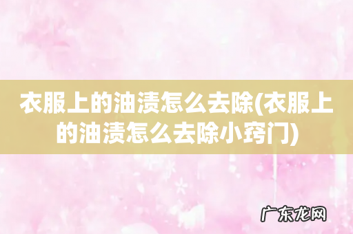 衣服上的油渍怎么去除小窍门 衣服上的油渍怎么去除