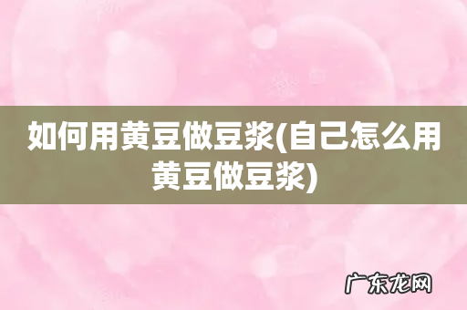 自己怎么用黄豆做豆浆 如何用黄豆做豆浆