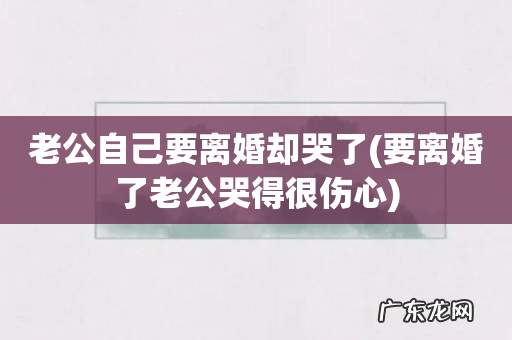 要离婚了老公哭得很伤心 老公自己要离婚却哭了