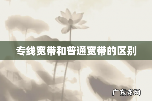 专线宽带和普通宽带的区别