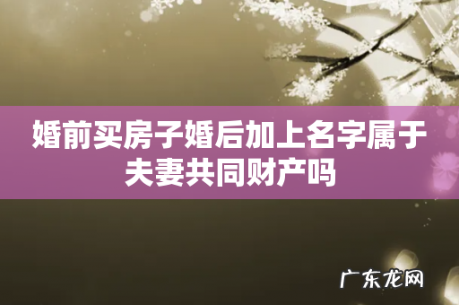 婚前买房子婚后加上名字属于夫妻共同财产吗