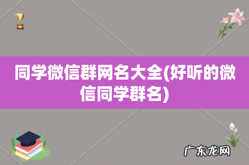 好听的微信同学群名 同学微信群网名大全