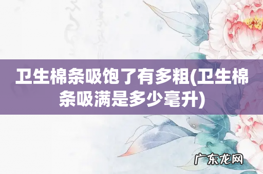 卫生棉条吸满是多少毫升 卫生棉条吸饱了有多粗