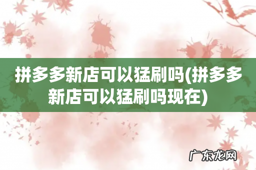 拼多多新店可以猛刷吗现在 拼多多新店可以猛刷吗