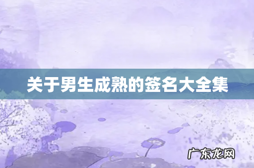 关于男生成熟的签名大全集