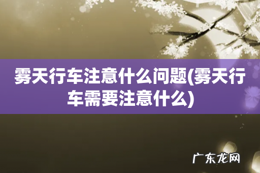 雾天行车需要注意什么 雾天行车注意什么问题
