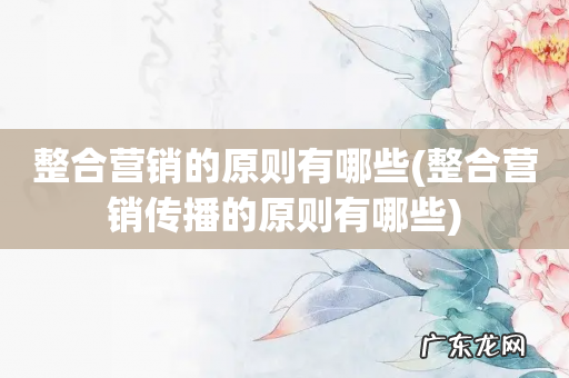 整合营销传播的原则有哪些 整合营销的原则有哪些