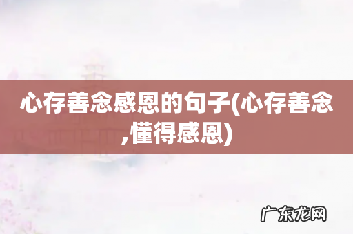 心存善念,懂得感恩 心存善念感恩的句子