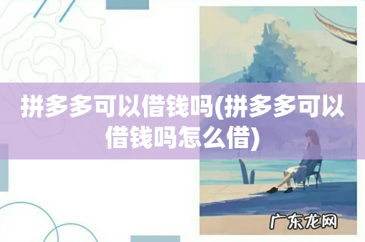 拼多多可以借钱吗怎么借 拼多多可以借钱吗