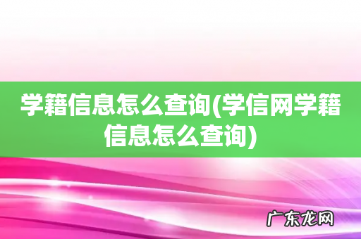 学信网学籍信息怎么查询 学籍信息怎么查询