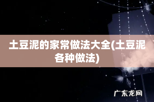 土豆泥各种做法 土豆泥的家常做法大全