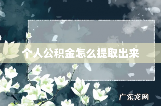 个人公积金怎么提取出来