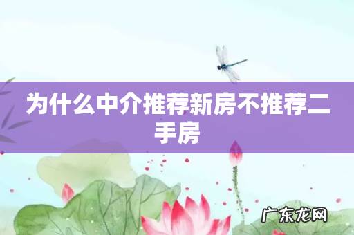 为什么中介推荐新房不推荐二手房