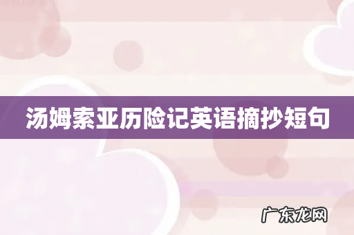 汤姆索亚历险记英语摘抄短句