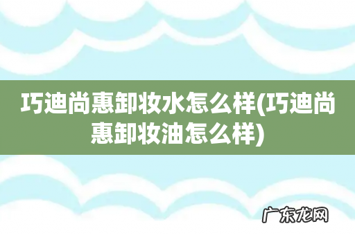 巧迪尚惠卸妆油怎么样 巧迪尚惠卸妆水怎么样