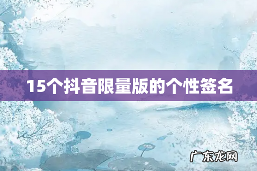 15个抖音限量版的个性签名