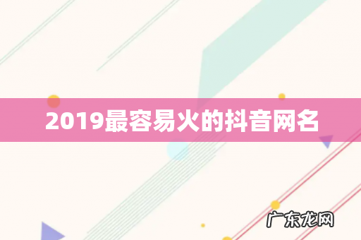 2019最容易火的抖音网名
