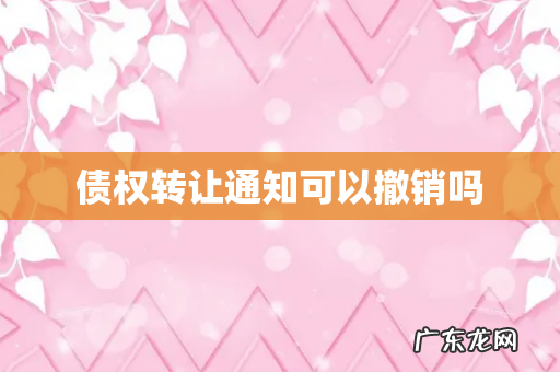债权转让通知可以撤销吗
