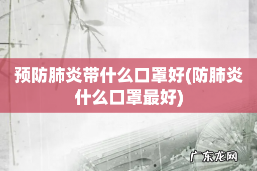 防肺炎什么口罩最好 预防肺炎带什么口罩好