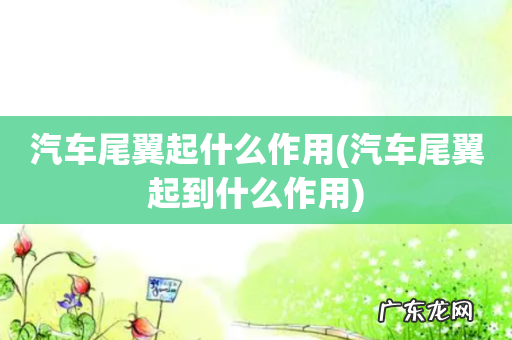 汽车尾翼起到什么作用 汽车尾翼起什么作用