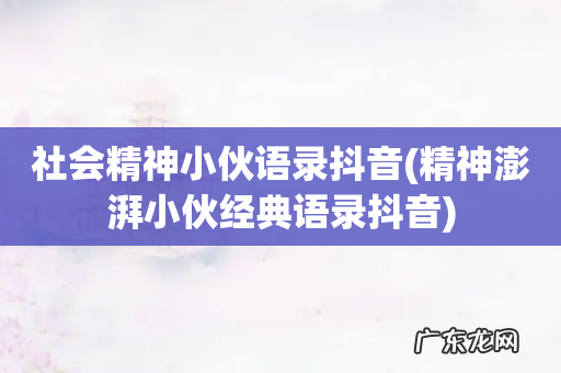 精神澎湃小伙经典语录抖音 社会精神小伙语录抖音