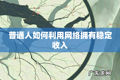 普通人如何利用网络拥有稳定收入