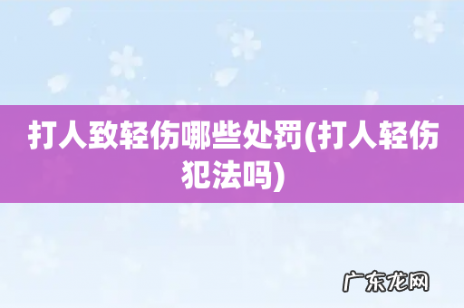打人轻伤犯法吗 打人致轻伤哪些处罚