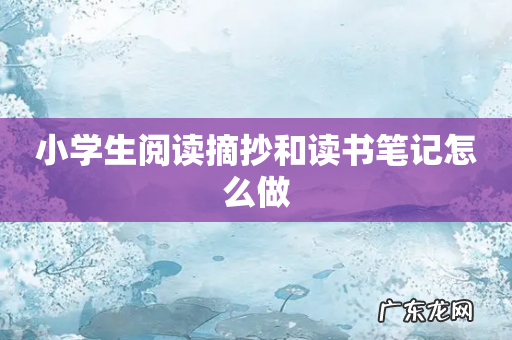 小学生阅读摘抄和读书笔记怎么做