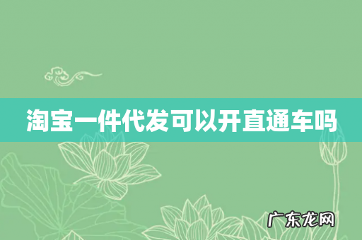 淘宝一件代发可以开直通车吗