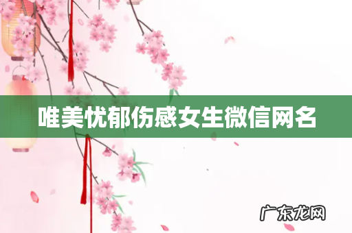 唯美忧郁伤感女生微信网名