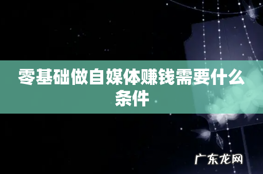 零基础做自媒体赚钱需要什么条件