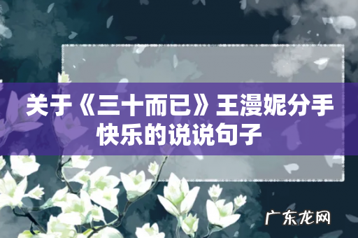 关于《三十而已》王漫妮分手快乐的说说句子